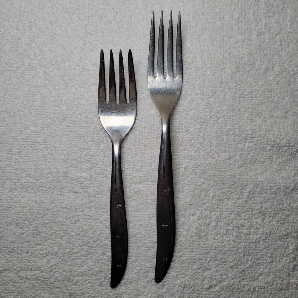 Superior Stainless USA Starburst North Star MCM Flatware Fork Set 2pc Atomic